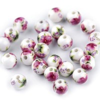 Porcelánové koráliky s kvetmi Ø8 mm5 - 5ks