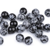 Minerálne korálky Obsidián vločkový Ø8 mm11 - 11ks