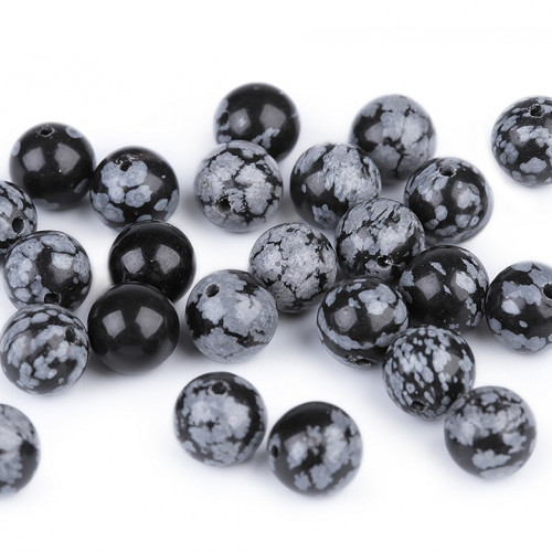 Minerálne korálky Obsidián vločkový Ø8 mm11 - 11ks
