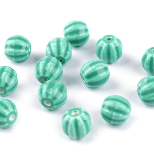Porcelánové korálky ryhované Ø13 mm 30g