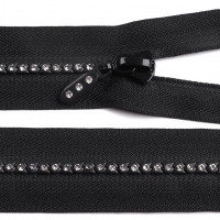 Kosticový zips šírka 4 mm dĺžka 50 cm so štrasovými kamienkami 1ks
