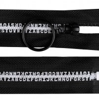 Kostený zips šírka 5 mm dĺžka 70 cm písmenká 1ks
