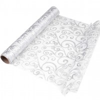 Vianočná / svadobná organza s potlačou šírka 36 cm 4.5m