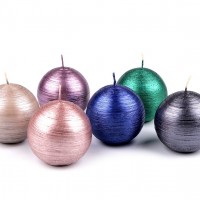 Adventná / vianočná sviečka guľa metalický lesk Ø8 cm 1ks