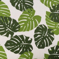 Bavlnená metráž / imitácia ľanu hrubšia, monstera 1m