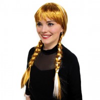 Karnevalová parochňa s pletenými vrkočmi 1ks