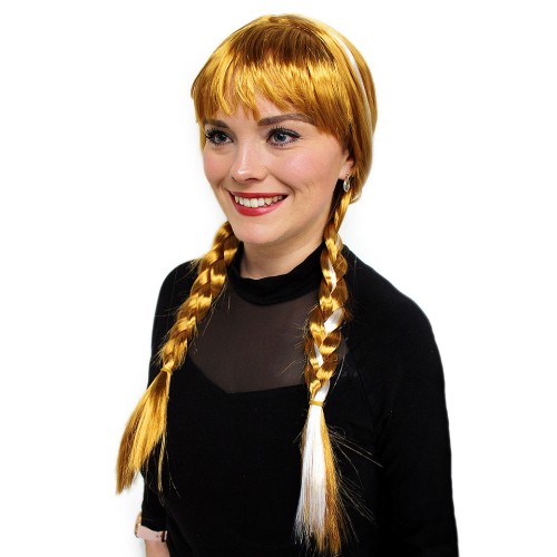 Karnevalová parochňa s pletenými vrkočmi 1ks